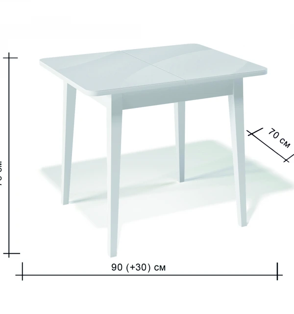 Стол KENNER 900 М белый/стекло белое сатин